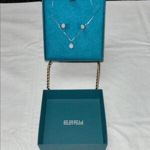 Effy 925 Sterling Silver Diamond Cluster Pendant & Diamond Bouquet Stud Earrings